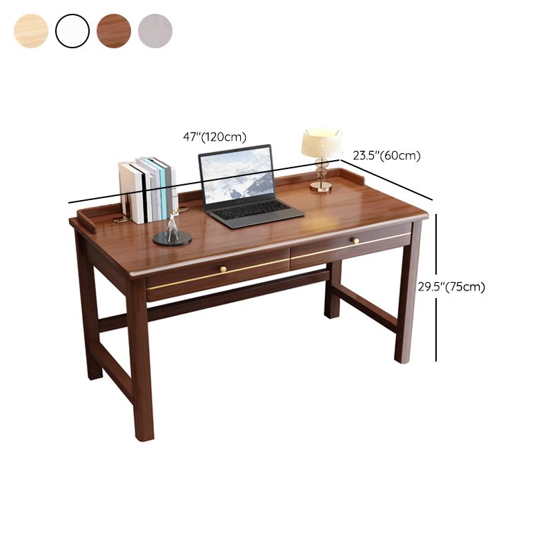 2 Drawers Writing Desk Solid Wood Rectangular Office Desk , 23.62" W