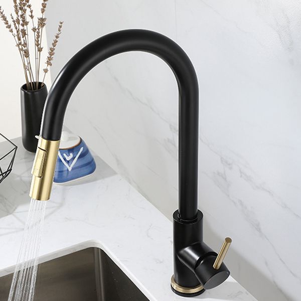 Modern Style Kitchen Faucet Stainless Steel 1-Handle Gooseneck Kitchen Faucet