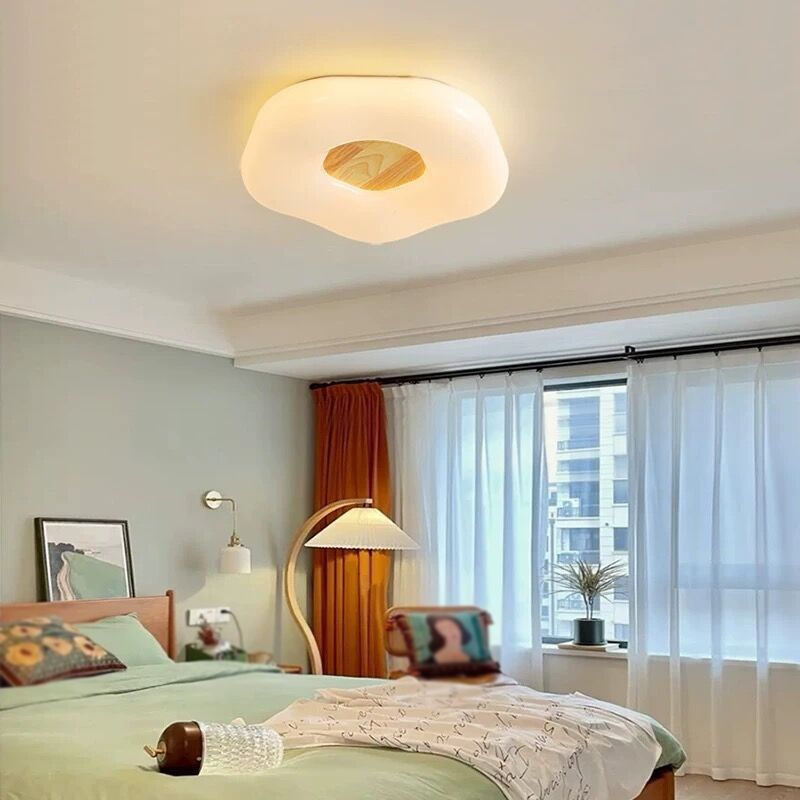 Japanese Style Wooden Ceiling Light Circle Shape LED Ceiling Lamp for Bedroom