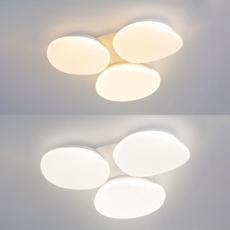 3 - Light Stone LED Flush Mount White Metal and Acrylic Ceiling Flush