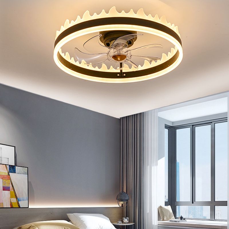 Macaron Crown Shaped Fan Lighting Acrylic Bedroom LED Semi Flush Light