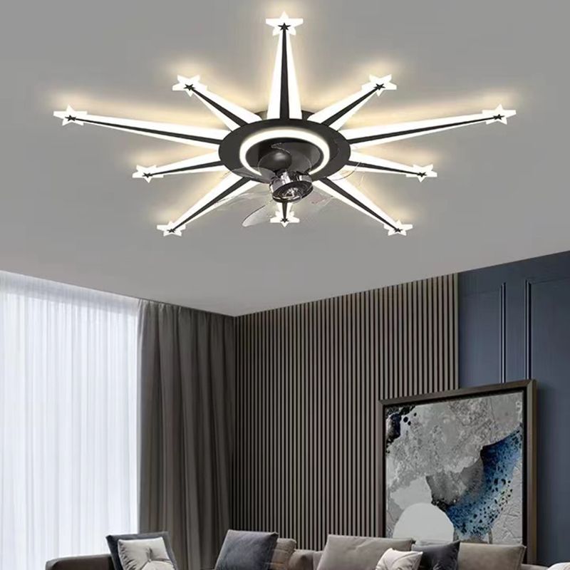 7-Blade LED Fan with Light Contemporary Golden/Black Ceiling Fan for Home