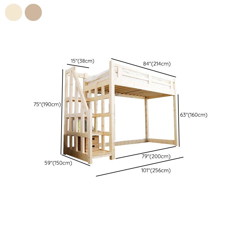 No Theme Scandinavian Loft Bed Solid Wood Gender Neutral Kids Bed