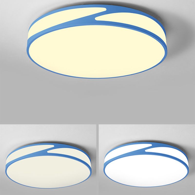 Candy Colored Circular Flush Ceiling Light Macaron Style Acrylic Ceiling Lamp for Office