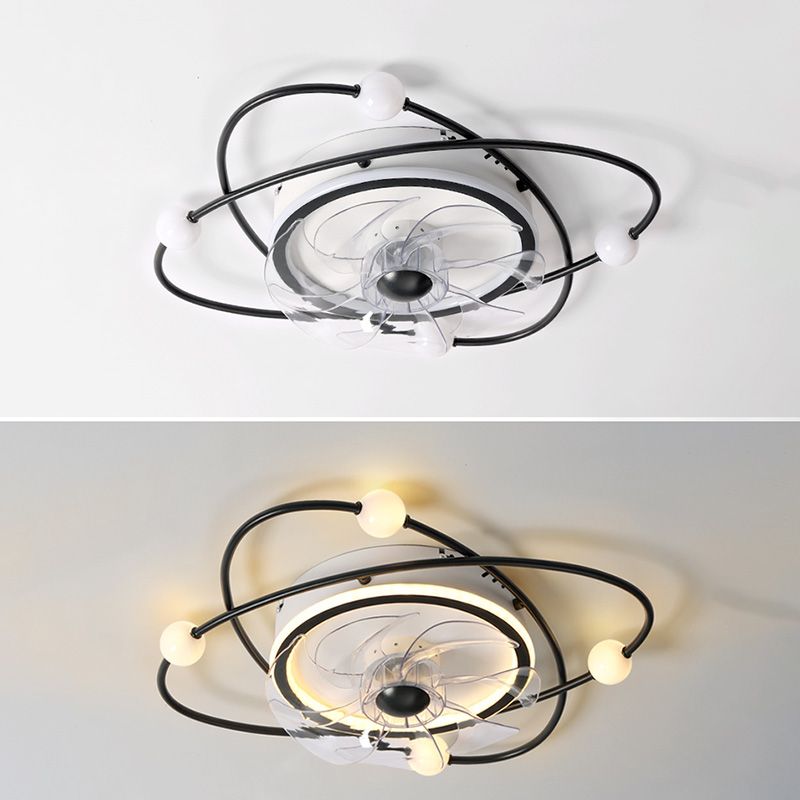 Nordic Round Flush Mount Fan Light Acrylic Bedroom LED Semi Flush Light Fixture