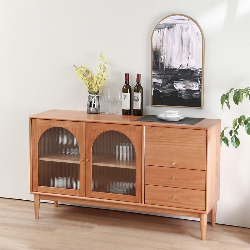 Modern Sideboard Buffet Cabinets Drawers and Doors Pine Solid Wood Buffet Sideboard