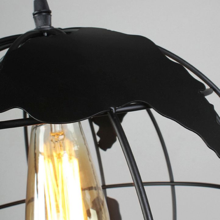 1 Light Sphérique Cage Pendante Light Retro Metal Shade Restaurant lampe suspendue