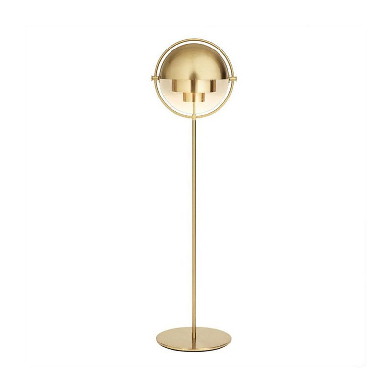 Domed Floor Standing Light Mid Century Metallic Single Light Black/Gold Finish Adjustable Floor Lamp