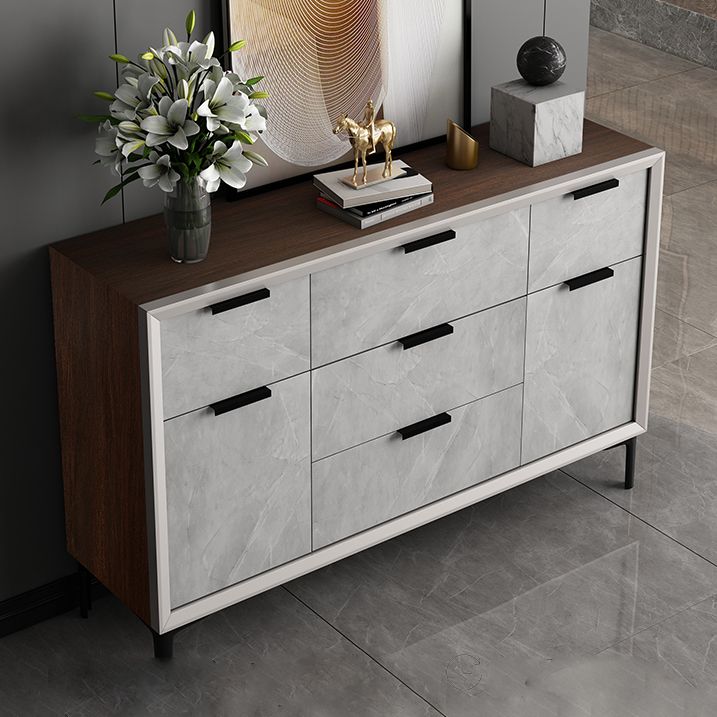 Modern Style Grey Storage Chest Horizontal Wooden Storage Chest Dresser for Bedroom