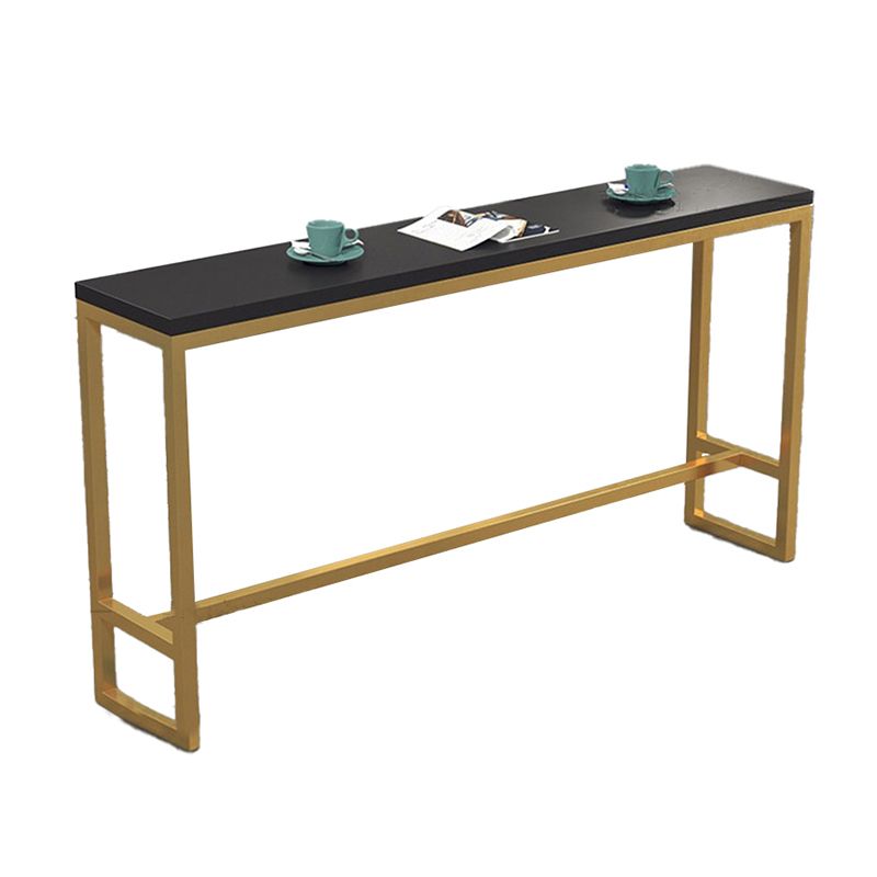 Glam Wood Bar Table with Rectangle Table Top Gold Trestle Table - 42" H