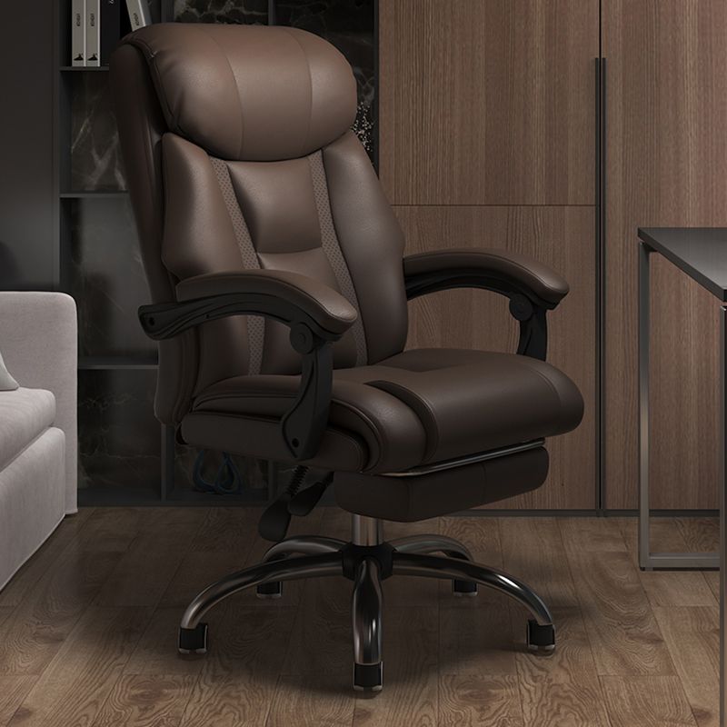 Modern Swivel Chair Leather Adjustable Seat Height Office Chair with Wheels