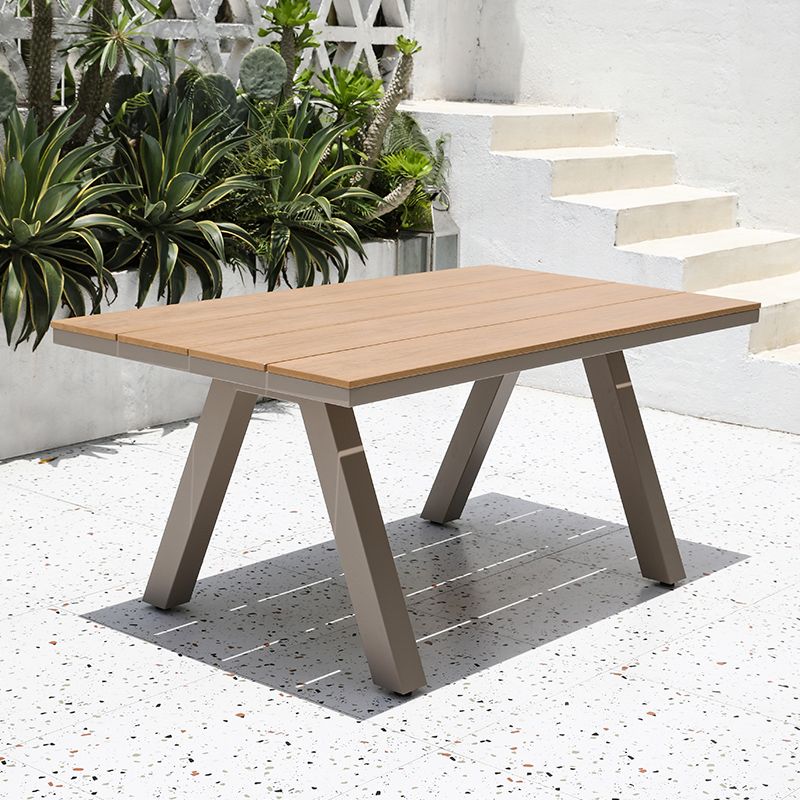 Rectangle Patio Table with UV Resistant Solid Wood Dining Table