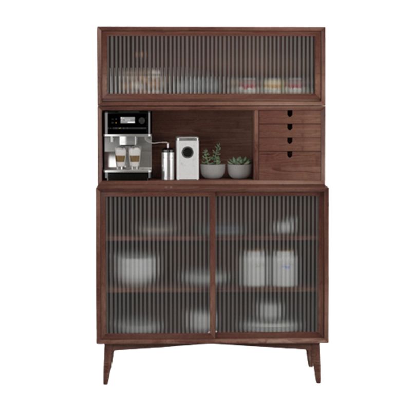 Modern Faux Wood Dining Hutch Standard Natural 20" W Hutch Cabinet with Doors