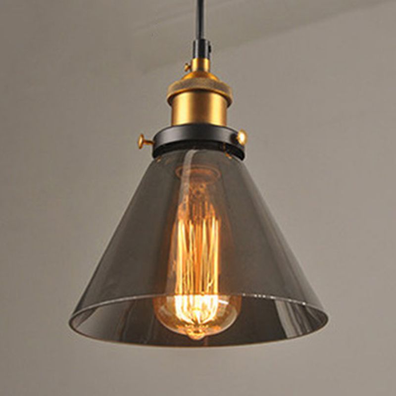 Cône Cone Pendant Lights Industrial Plafond Lights Verre 1 Light Hanging Lights