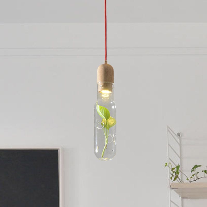 Beige Bottle Hanging Lamp Antique Clear Glass 1 Bulb Restaurant LED Suspension Pendant