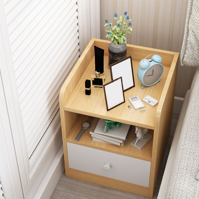 Modern Imitation Wood Nightstand Drawer Storage 20 Inch H Night Table