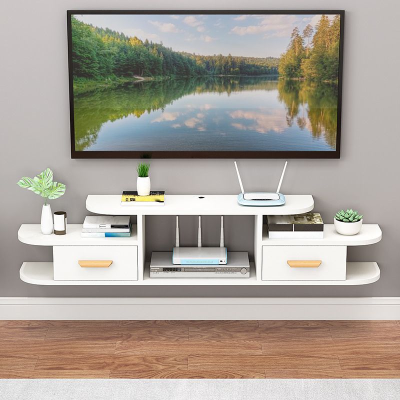 Modern Faux Wood TV Stand Console Wall-mounted TV Media Stand for Living Room