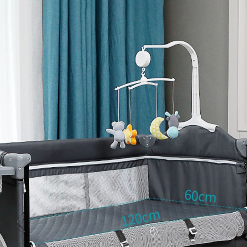 Modern Nursery Crib with Mattress and Casters Arched Crib in Iron