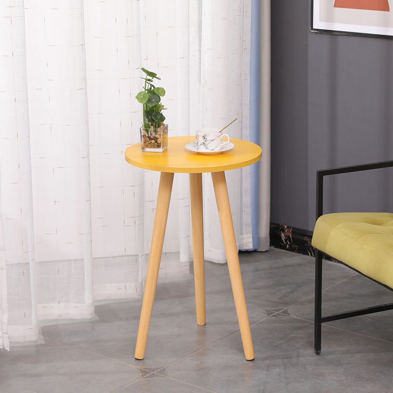 3 Legs End Table Natural/ White/ Yellow Round Wood Side End Table