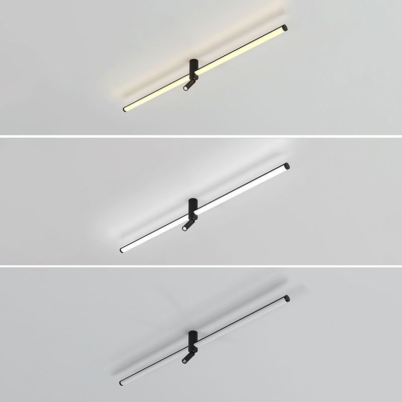 Aluminium Rectangular LED Semi Flush Mount in Modern Concise Style Metal Ceiling Light for Interior Spaces