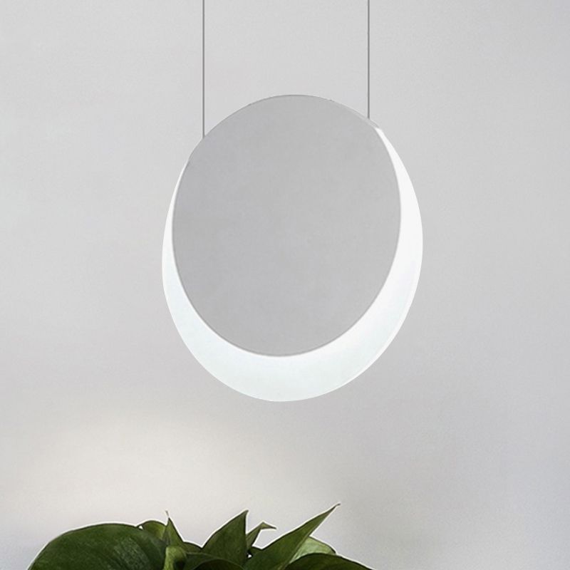 LED Pendant Light Simplicity White Suspension Pendant with Crescent Shaped Edge Acrylic Shade in Warm/White Light, 6.5"/8.5"W