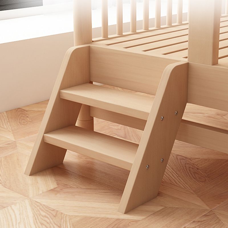 Solid Wood Kids Bed Natural Toddler Bed with Detachable Guardrails