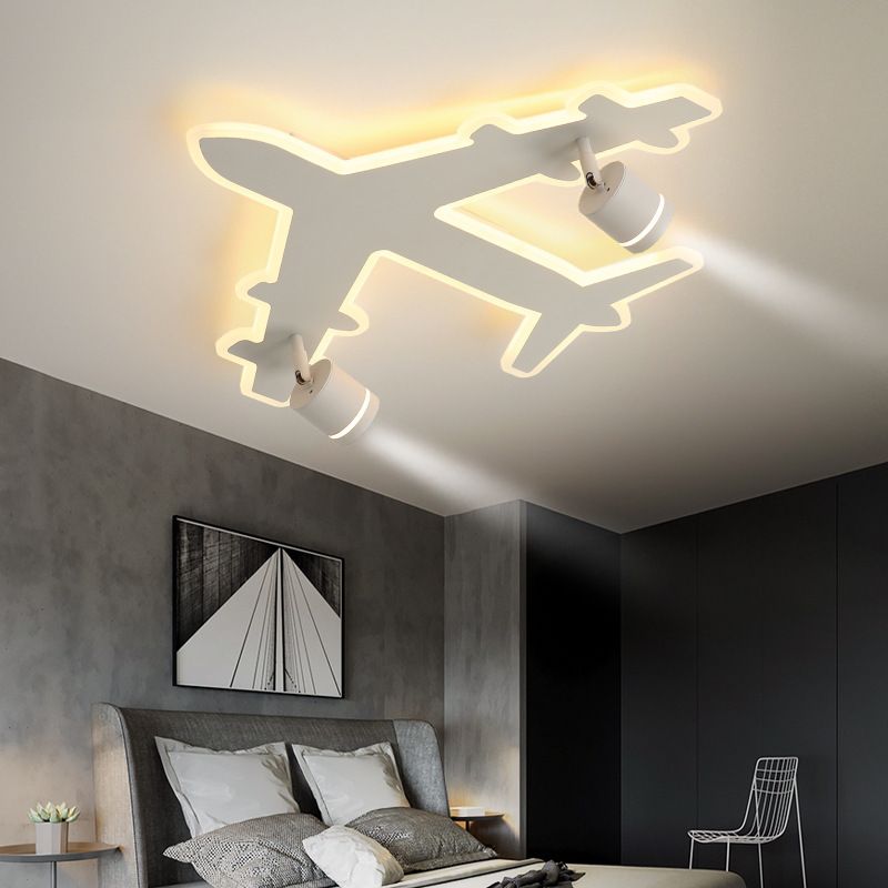 White Airplane LED Ceiling Light in Modern Creative Style Acrylic Flush Mount for Bedroom