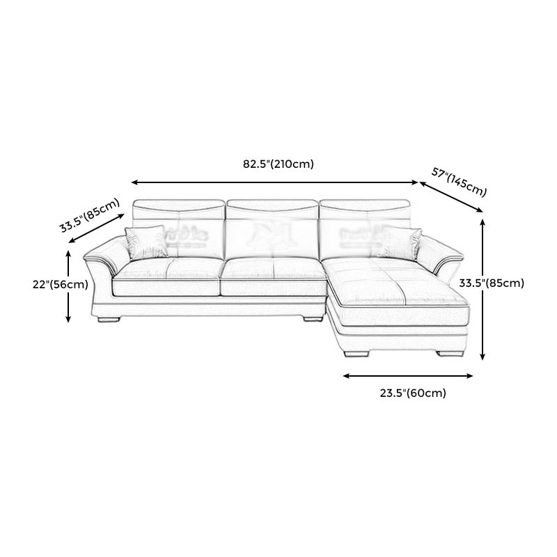 82.68"L √ó 57.09"W √ó33.46"H Pillow Top Arm Sectional Slipcovered Sofa with Storage