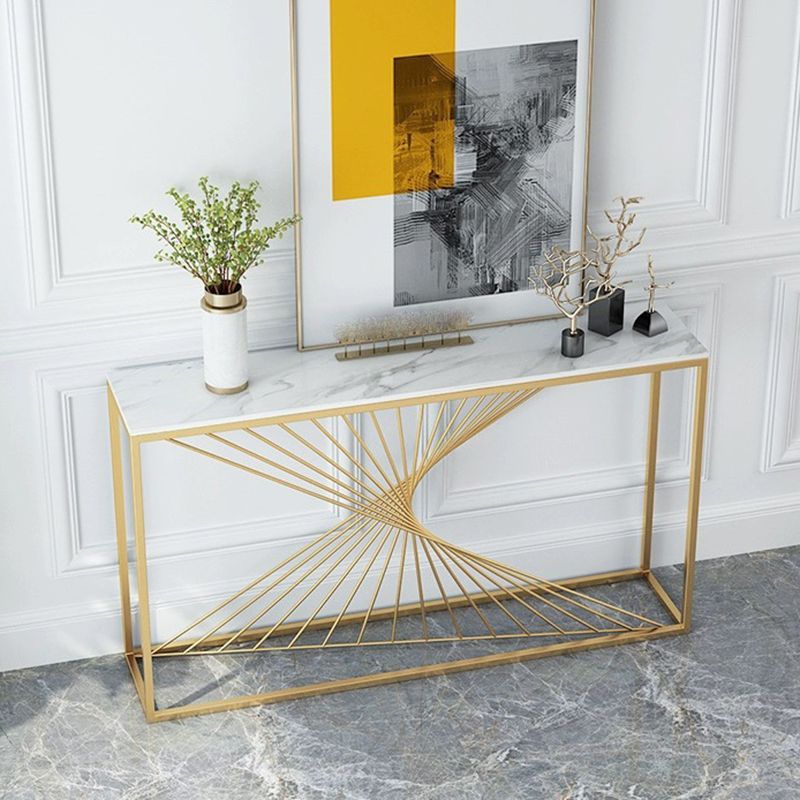 Glam Marble Rectangle Console Table Ironcraft Frame Accent Table