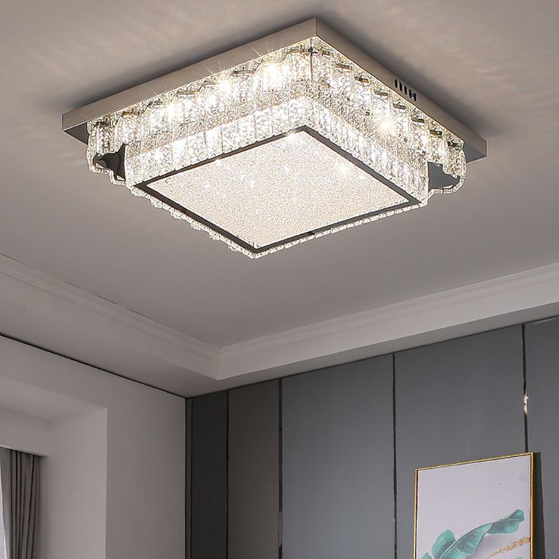 Modern Simple Style Ceiling Lamp Stainless Steel Crystal LED Flush Mount for Living Room