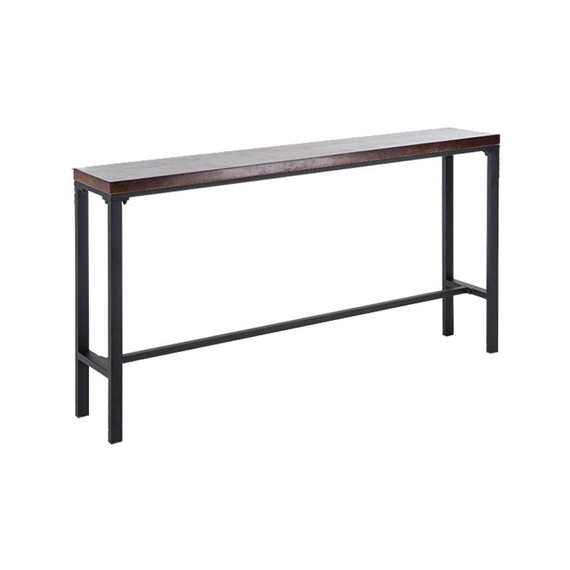 Wood Brown Bistro Accent Dining Table Industrial Rectangle Trestle Pub Table