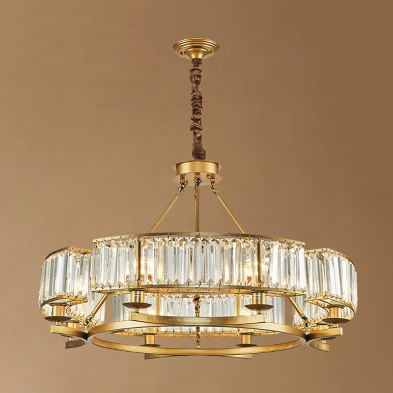 Livrage circulaire Chandelier Pendant Light Tri-Prism Crystal Simplicité Pendant Light