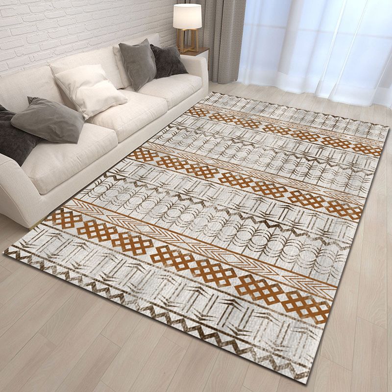 Classical Boho-Chic Area Rug Olden Tribal Pattern Area Carpet Polyester Anti-Slip Backing Rug for Home Decoration