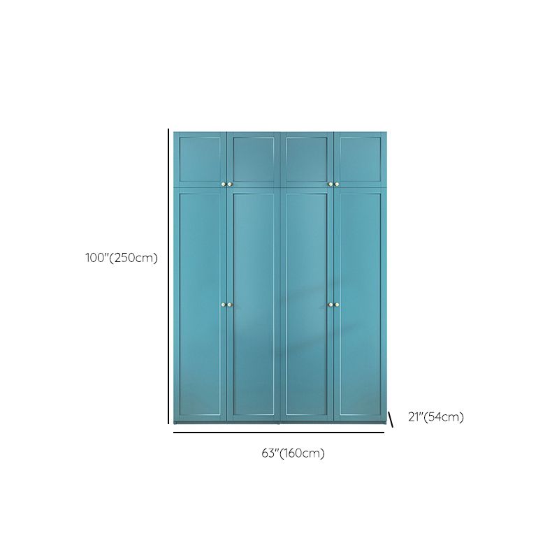 Modern Blue Bedroom Armoire Manufactured Wood Wardrobe Armoire