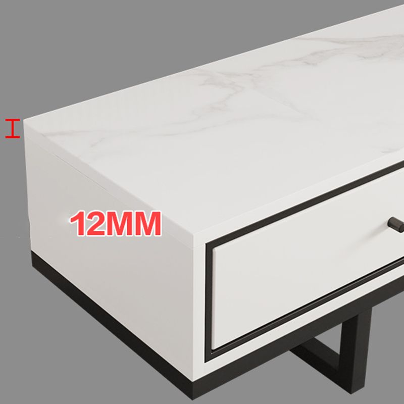 Modern Style Stone TV Stand White Colour Enclosed Storage TV Stand Console with 3 Drawers