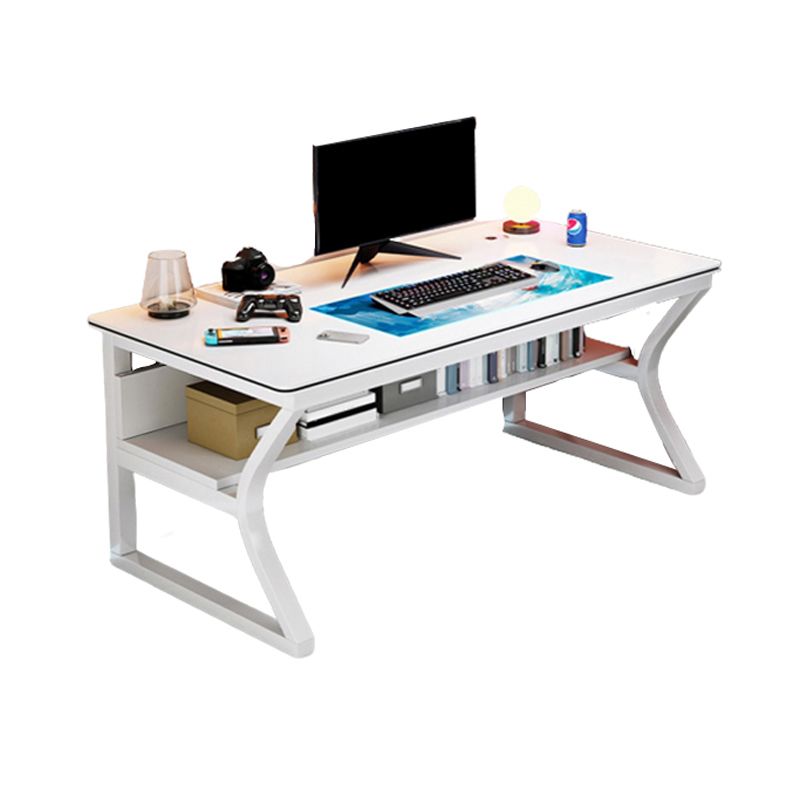 Modern Wood Computer Desk Rectangular Sled Office Desk with Storage