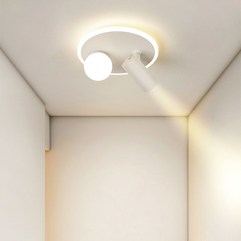 Modern Metal Ceiling Light White Globe Flush Mount Lighting for Home