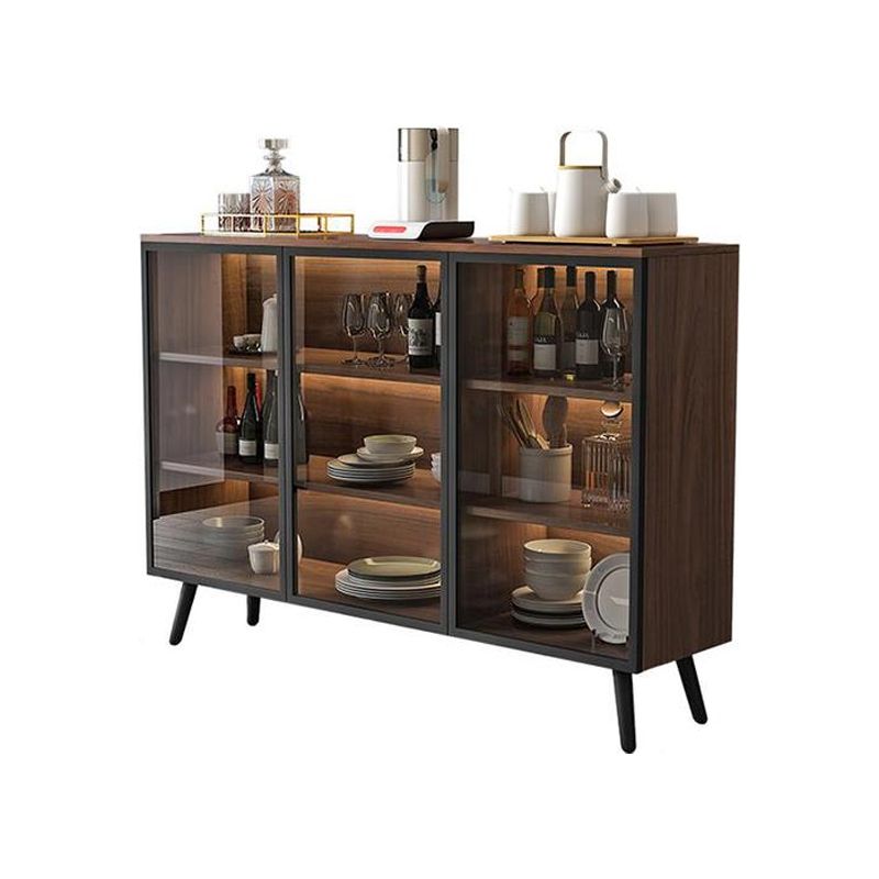 Modern Engineered Wood Sideboard 37.4"H Buffet Server with Glass Doors