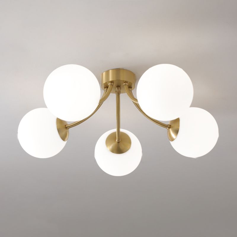 Nordic Style Golden Ceiling Lamp Ball Shape Glass Shade Ceiling Light for Bedroom