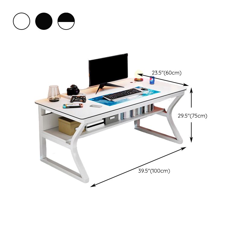 Modern Wood Computer Desk Rectangular Sled Office Desk with Storage