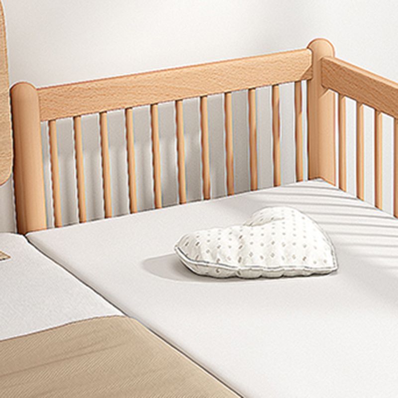 Convertible Crib in Natural Standard Wood Crib with Guardrails