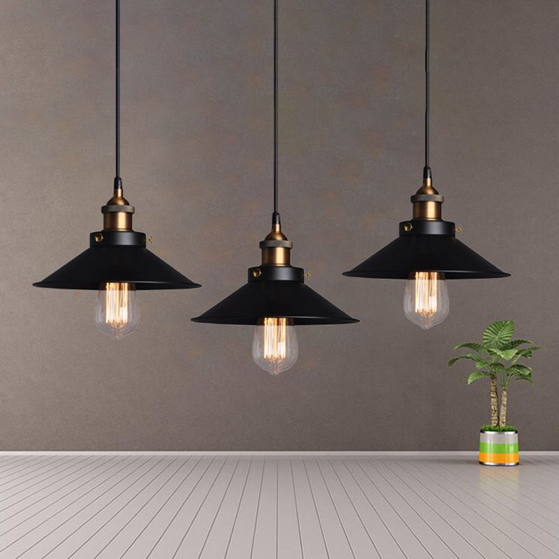 1 Light Cone Ceiling Pendant Industrial Style Metal Hanging Light Fixtures for Restaurant