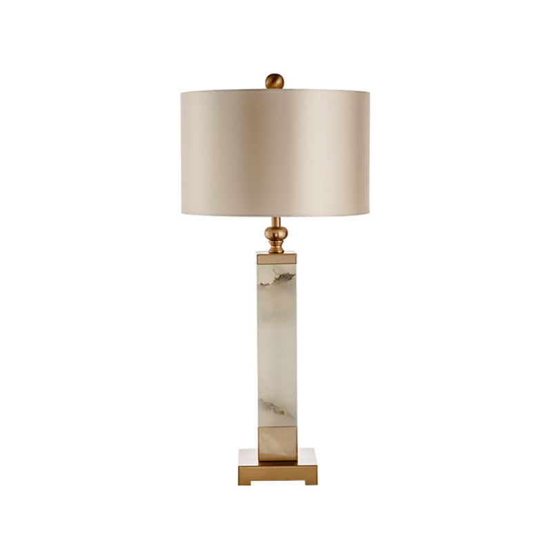 1 Head Living Room Desk Lamp Modern Gold Table Light with Cylindrical Fabric Shade