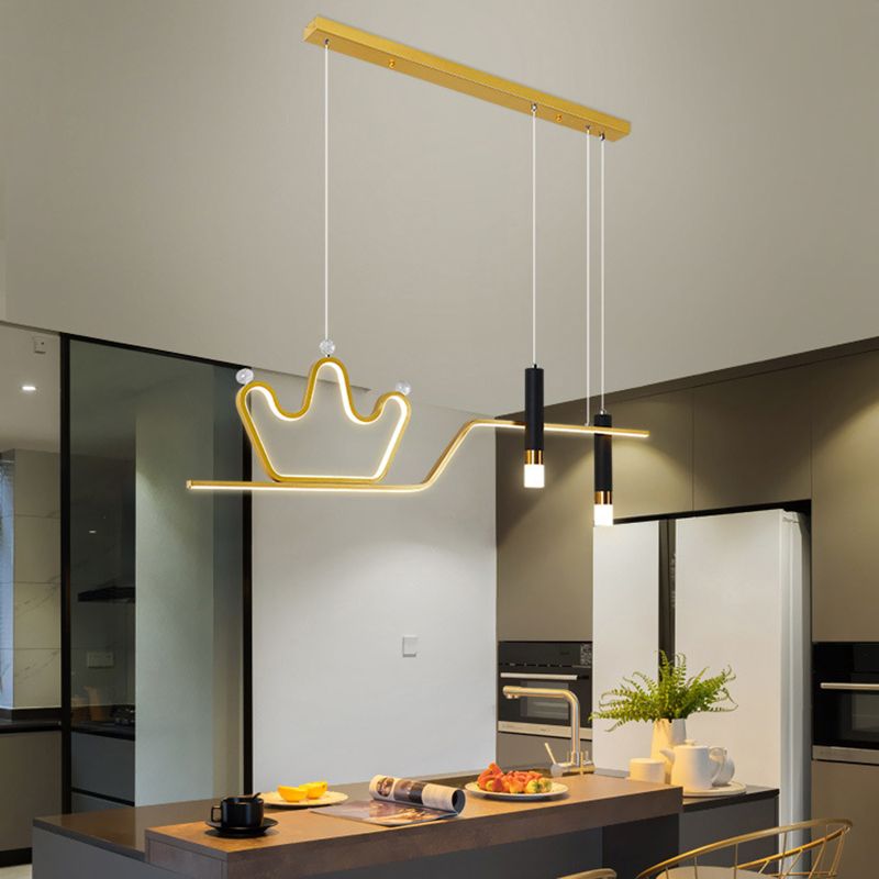 Modern 4-Light Black/Golden Ceiling Light Metal Kitchen Island Lighting for Dining Room