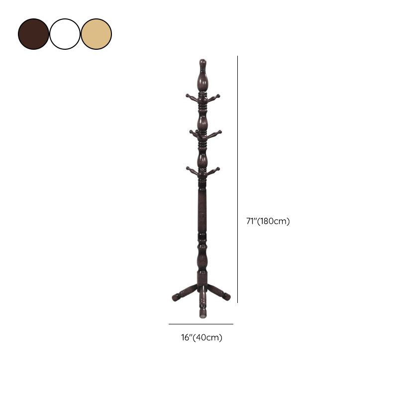 Traditional Wood Hall Tree Free Standing Entry Hall Tree with Coat Hooks