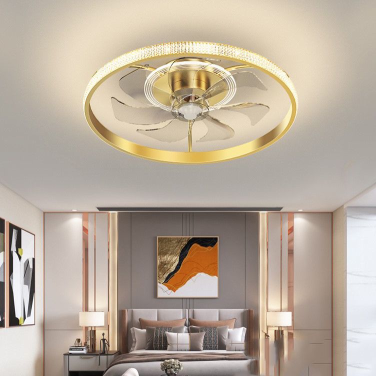 Metal Circular Ceiling Fan Lamp Simplicity Style LED Ceiling Mounted Light