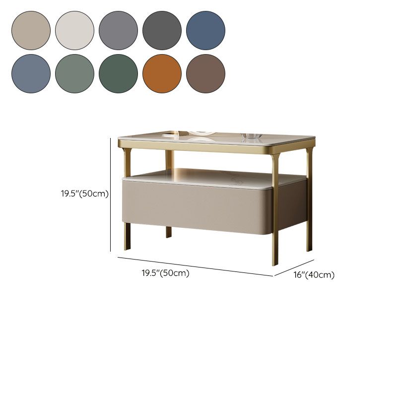 Glam Bedside Cabinet Open Storage Bed Nightstand with Drawer