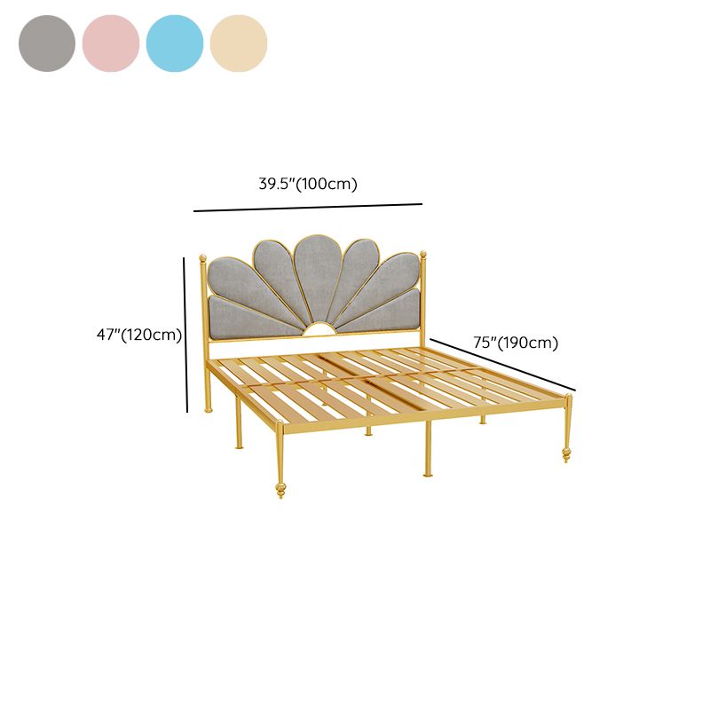 Upholstered Panel Bed Modern Metal Standard Bed with Headboard