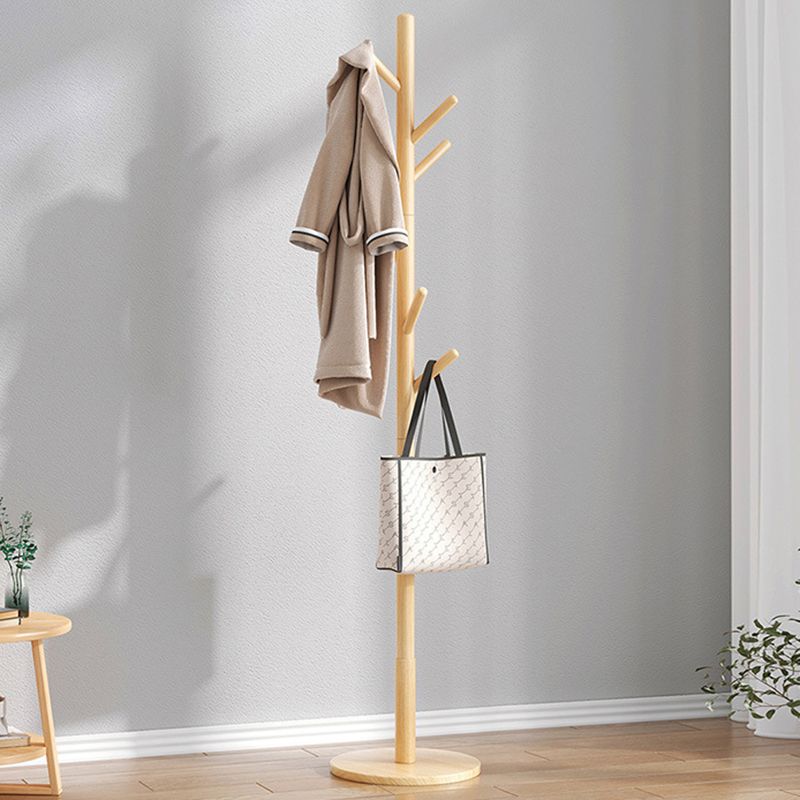 Modern Hall Tree Wood Entryway Kit with Hooks Free Standing Coat Hanger