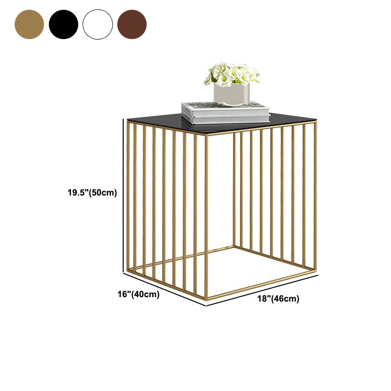 Modern Glass Top Nightstand Metal Non-Storage Iron Bed Nightstand